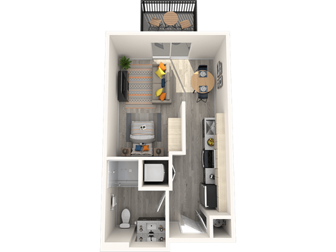 Floor plan for studio, 1 bath, 369 sqft
